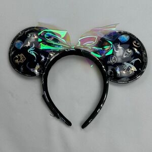 Disney Loungefly Nightmare Before Christmas Holographic Ears Headband Black Bow